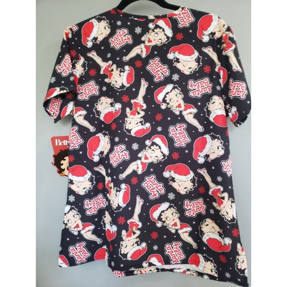 NEW Betty Boop V-Neck Short Sleeve Scrub Top Size MEDIUM Santa Baby - Picture 6 of 6